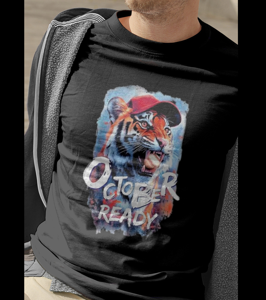 October Ready Tiger Baseball Sports Playoffs Roaring With Determination T-Shirt