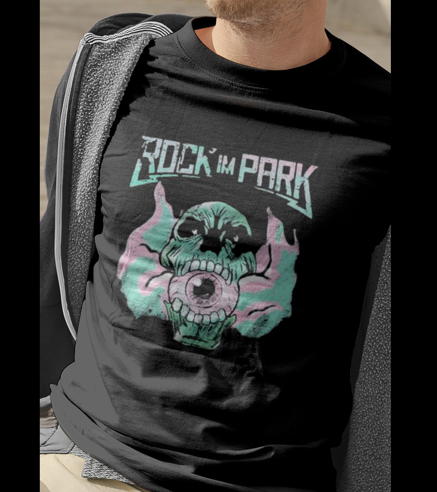 Rock Im Park Smoke Skull Flaming Eyeball T-Shirt