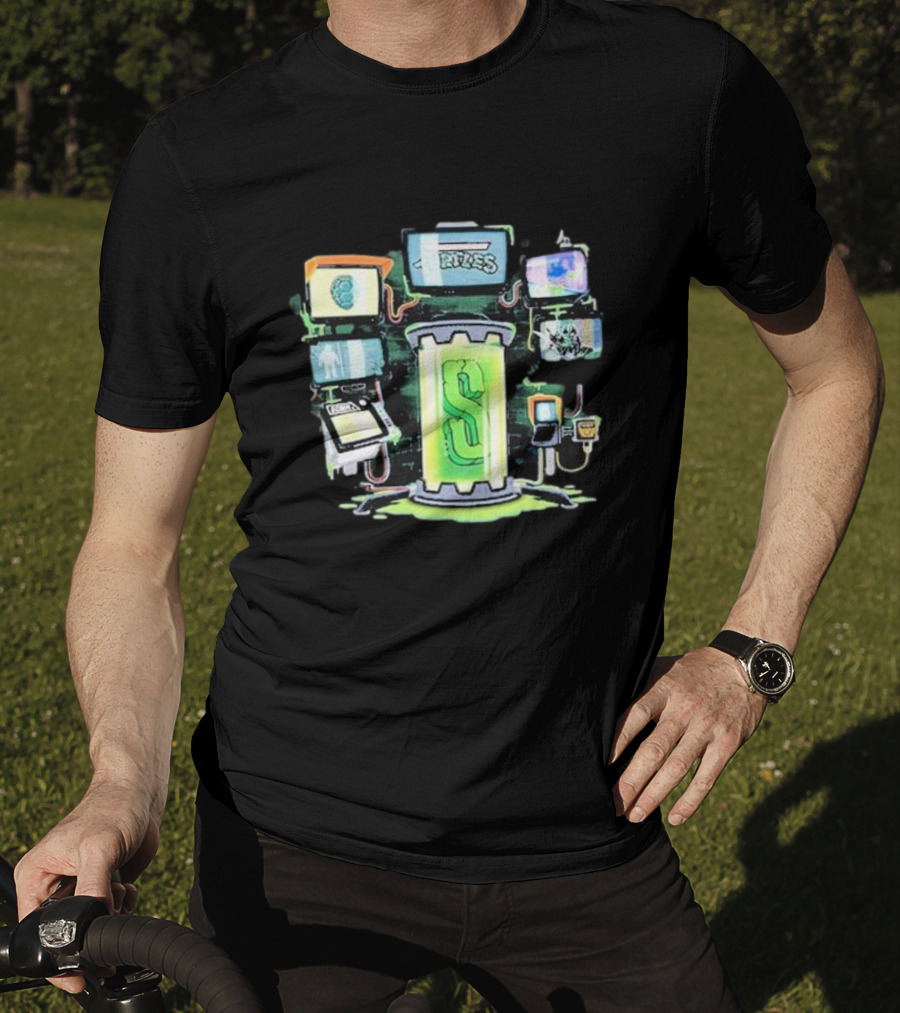 Sidemen Mutation Sci-Fi Tube With Screens And Green Elements T-Shirt