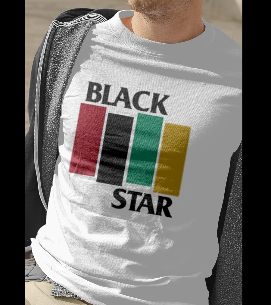 Black Star Flag Red Black Green Gold Vertical Bars T-Shirt