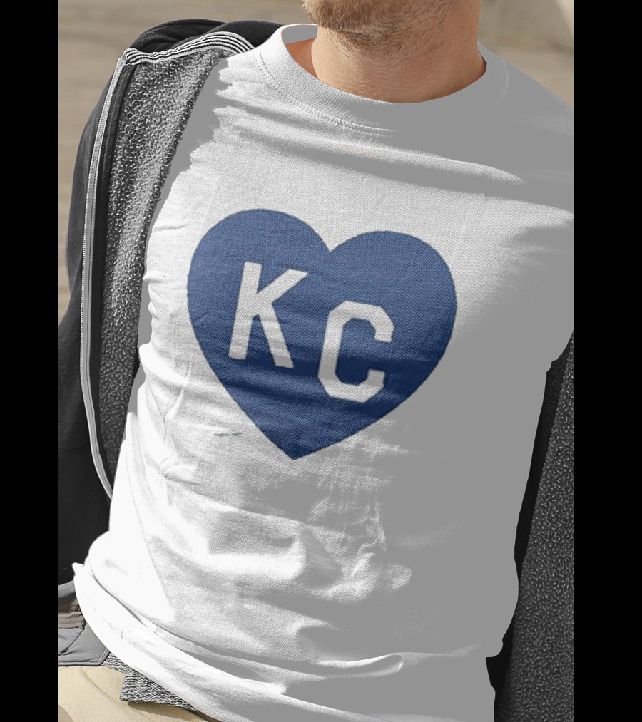 KC Heart Powder Blue Navy T-Shirt