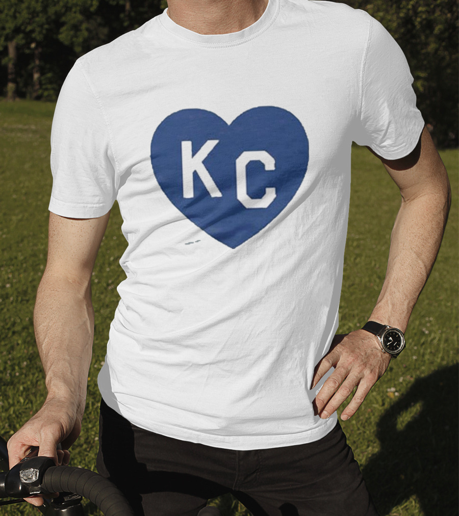 KC Heart Powder Blue Navy T-Shirt