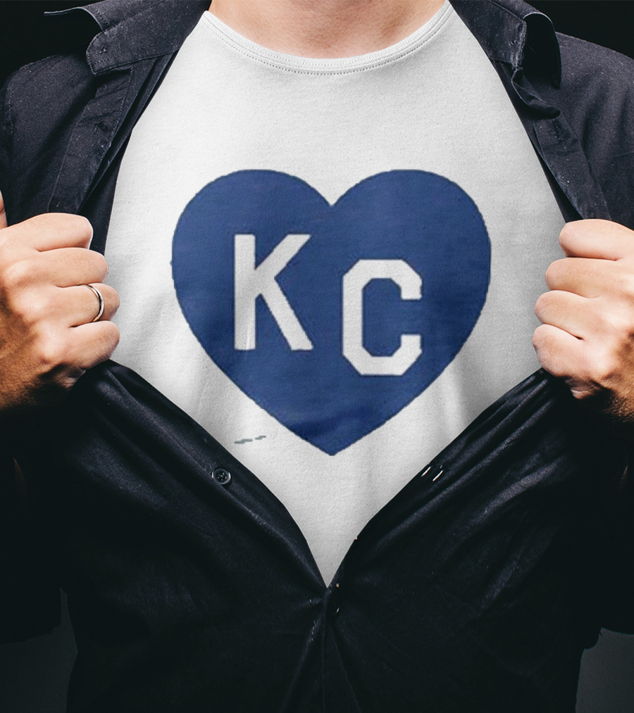 KC Heart Powder Blue Navy T-Shirt
