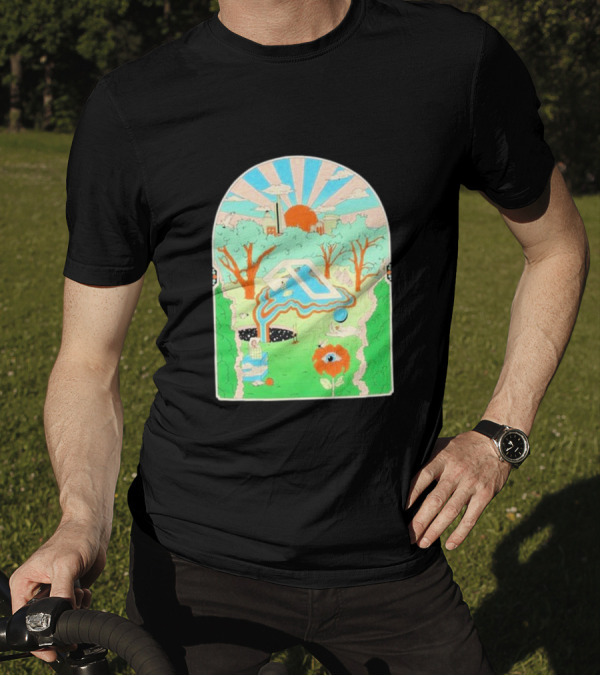 Anjunadeep X Andrew Mcgranahan Psychedelic Landscape With Eye And Cloud Motif T-Shirt