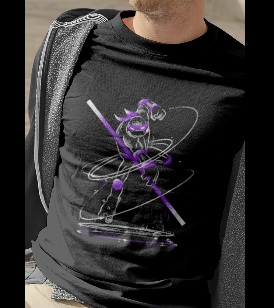 Starry Donnie Spin With Purple Staff And Mask T-Shirt