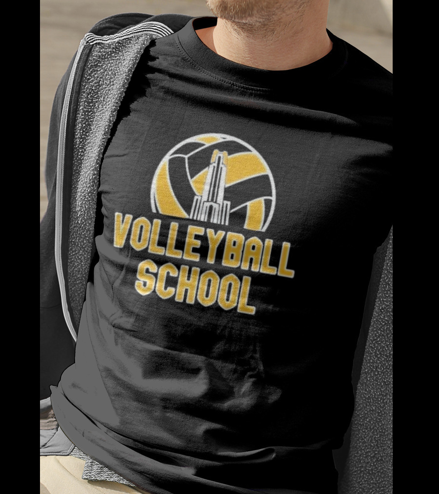 Volleyball School Ball Tower Icon With Building T-Shirt