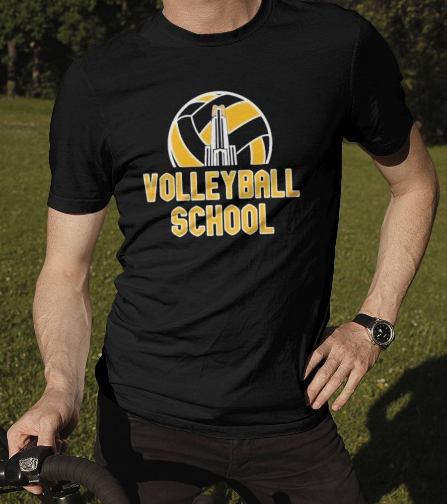 Volleyball School Ball Tower Icon With Building T-Shirt