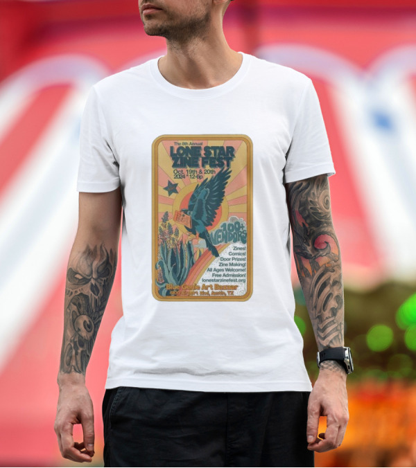 Premium T-Shirt: Lone Star Zine Fest 2024 Oct 19th 20th Blue Genie Art Bazaar 200+ Vendors Zines Comics Door Prizes All Ages Welcome Free Admission T-Shirt Lone Star Zine Fest 2024 Oct 19th 20th Blue Genie Art Bazaar 200+ Vendors Zines Comics Door Prizes All Ages Welcome Free Admission T-Shirt