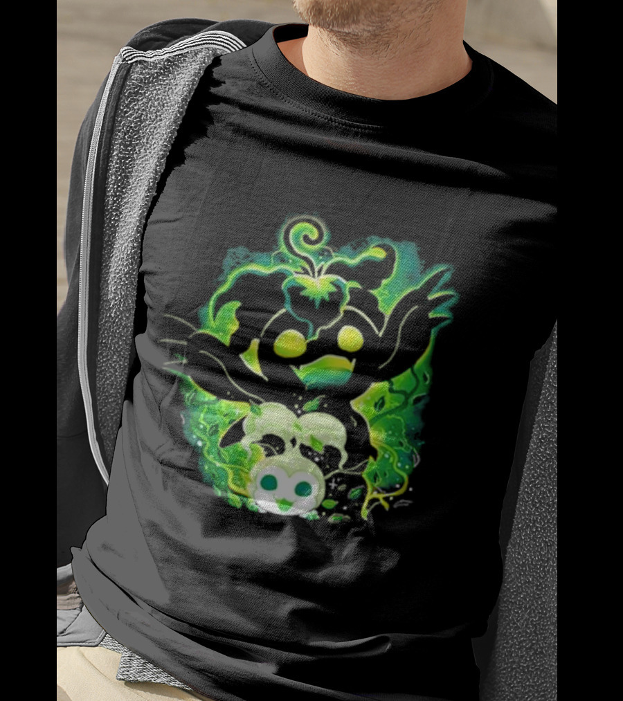 Digi Leaf Vallina Vibrant Green Creature With Gleaming Elements T-Shirt