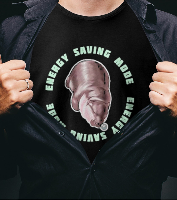 Energy Saving Mode Sleeping Baby Hippo T-Shirt