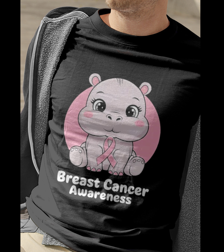 Breast Cancer Awareness Hippo Pink T-Shirt