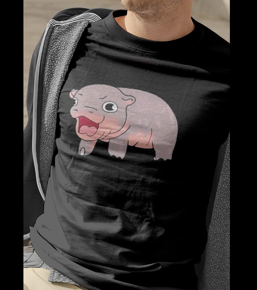 Moo Deng Baby Hippo Hippopotamus Cute Cartoon Character T-Shirt