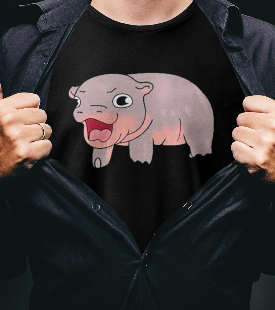 Moo Deng Baby Hippo Hippopotamus Cute Cartoon Character T-Shirt