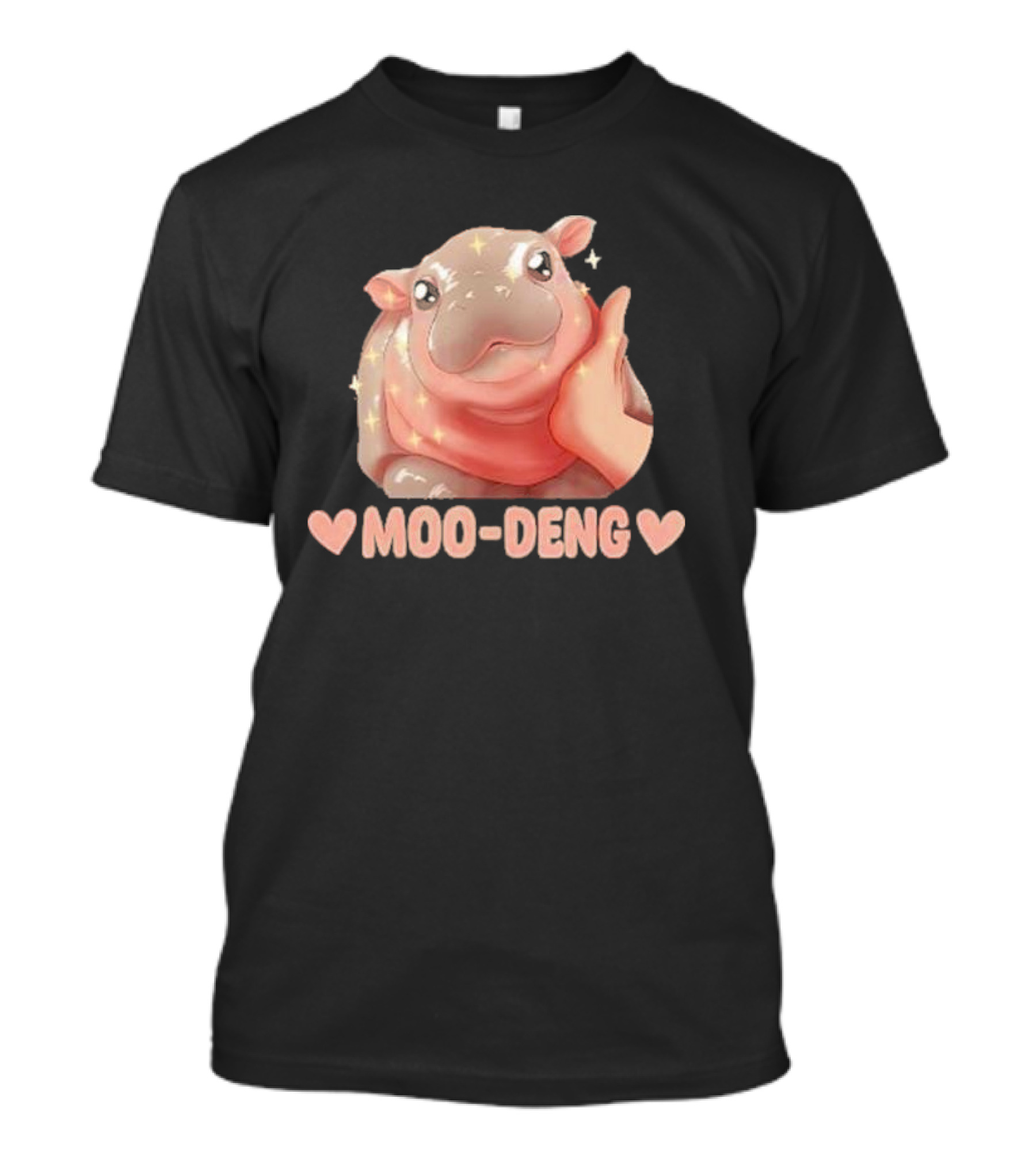 Moo Deng Bouncy Pig Cute Sparkly Hippo Image T-Shirt