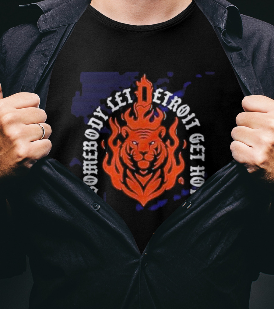 Somebody Let Detroit Get Hot Tiger Flame Iconic T-Shirt
