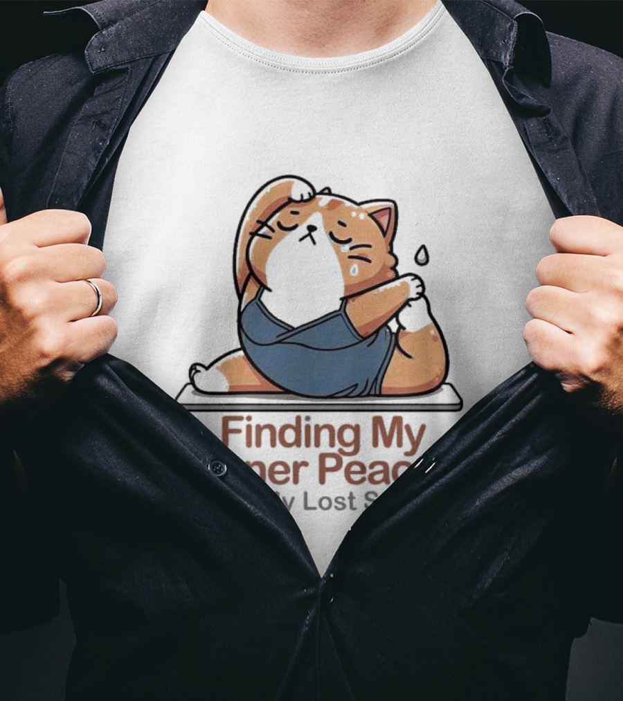Finding My Inner Peace And My Lost Socks Yoga Chubby Cat T-Shirt