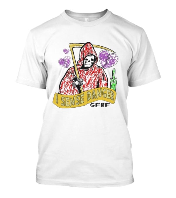 I Sense Danger GFBD Grim Reaper Middle Finger Purple Hearts T-Shirt