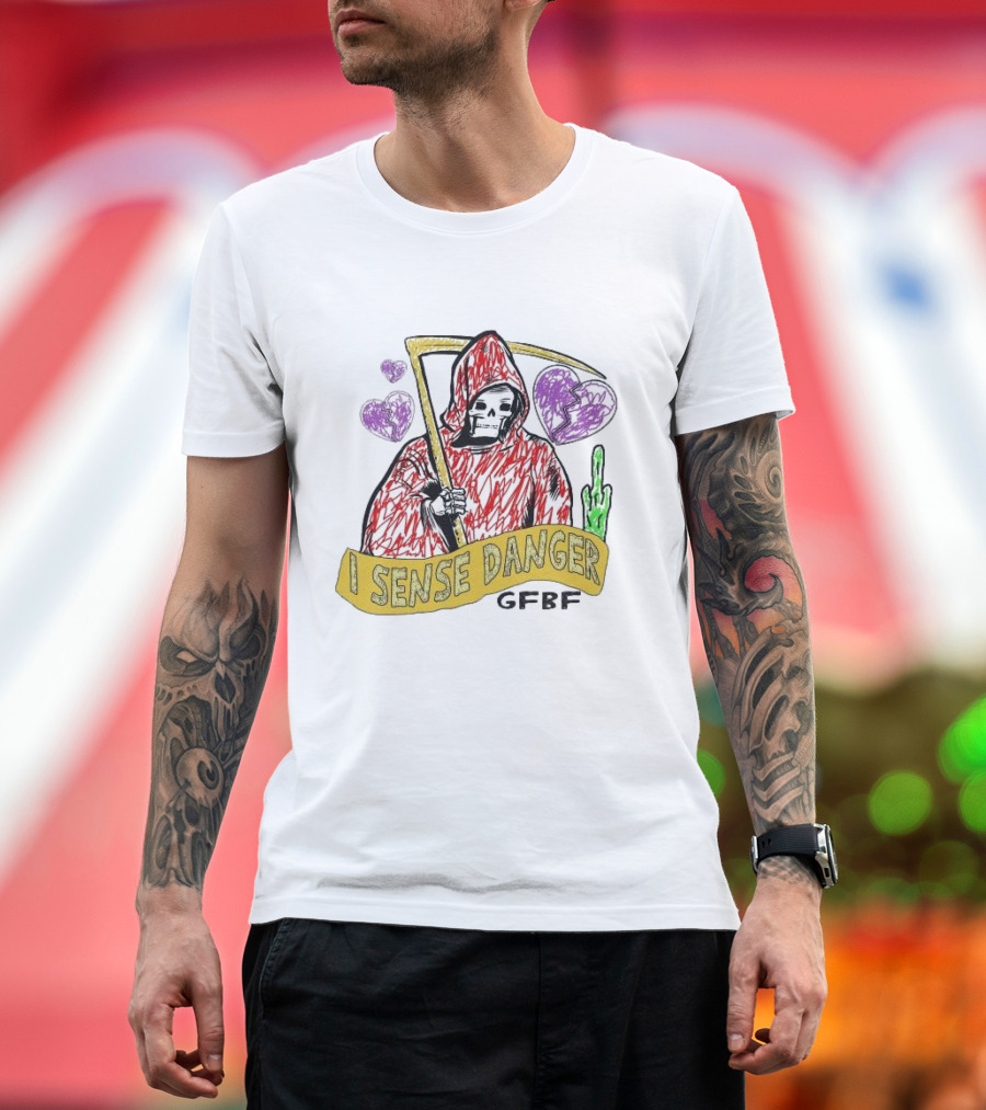 I Sense Danger GFBD Grim Reaper Middle Finger Purple Hearts T-Shirt