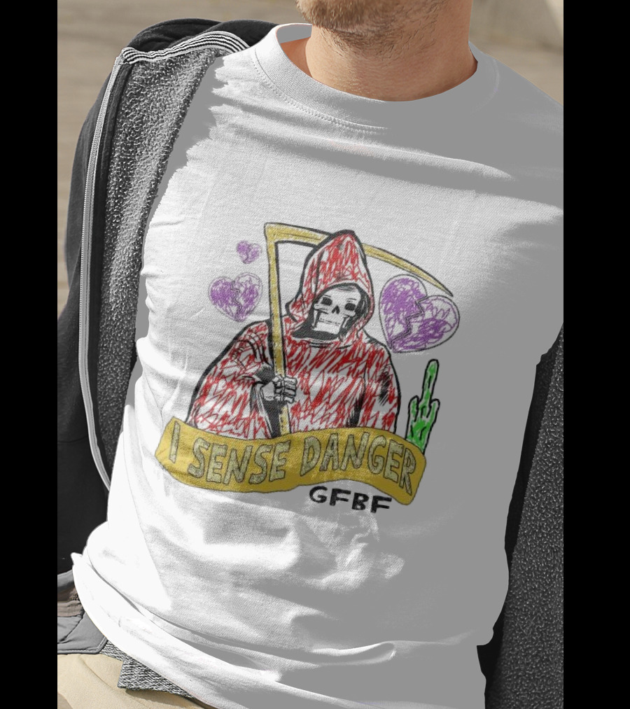 I Sense Danger GFBD Grim Reaper Middle Finger Purple Hearts T-Shirt