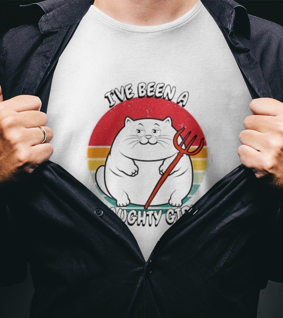 I’ve Been A Naughty Girl Cute Cat With Pitchfork T-Shirt