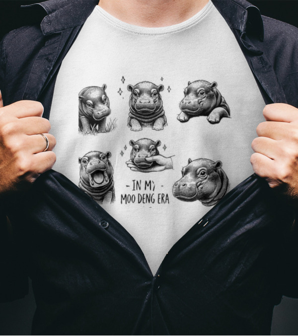 In My Moo Deng Era Funny Hippo Lover Zoo In Thai T-Shirt