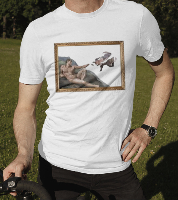 Michelangelo Moo Deng Creation Parody Vintage Frame T-Shirt