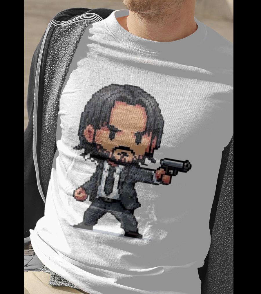 Pixel Chibi John Wick With Gun T-Shirt
