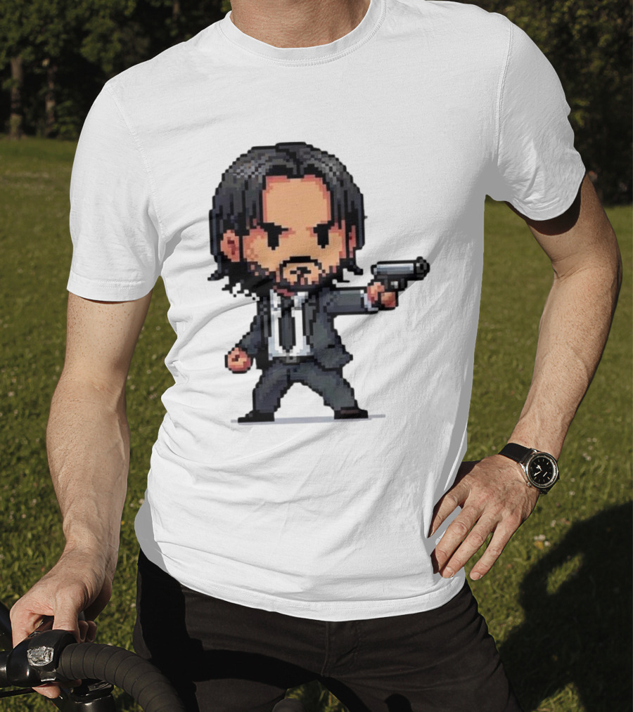 Pixel Chibi John Wick With Gun T-Shirt