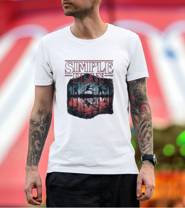 Premium T-Shirt: Simple Plan Halloween Band Silhouettes 2024 Forest Scene T-Shirt Simple Plan Halloween Band Silhouettes 2024 Forest Scene T-Shirt
