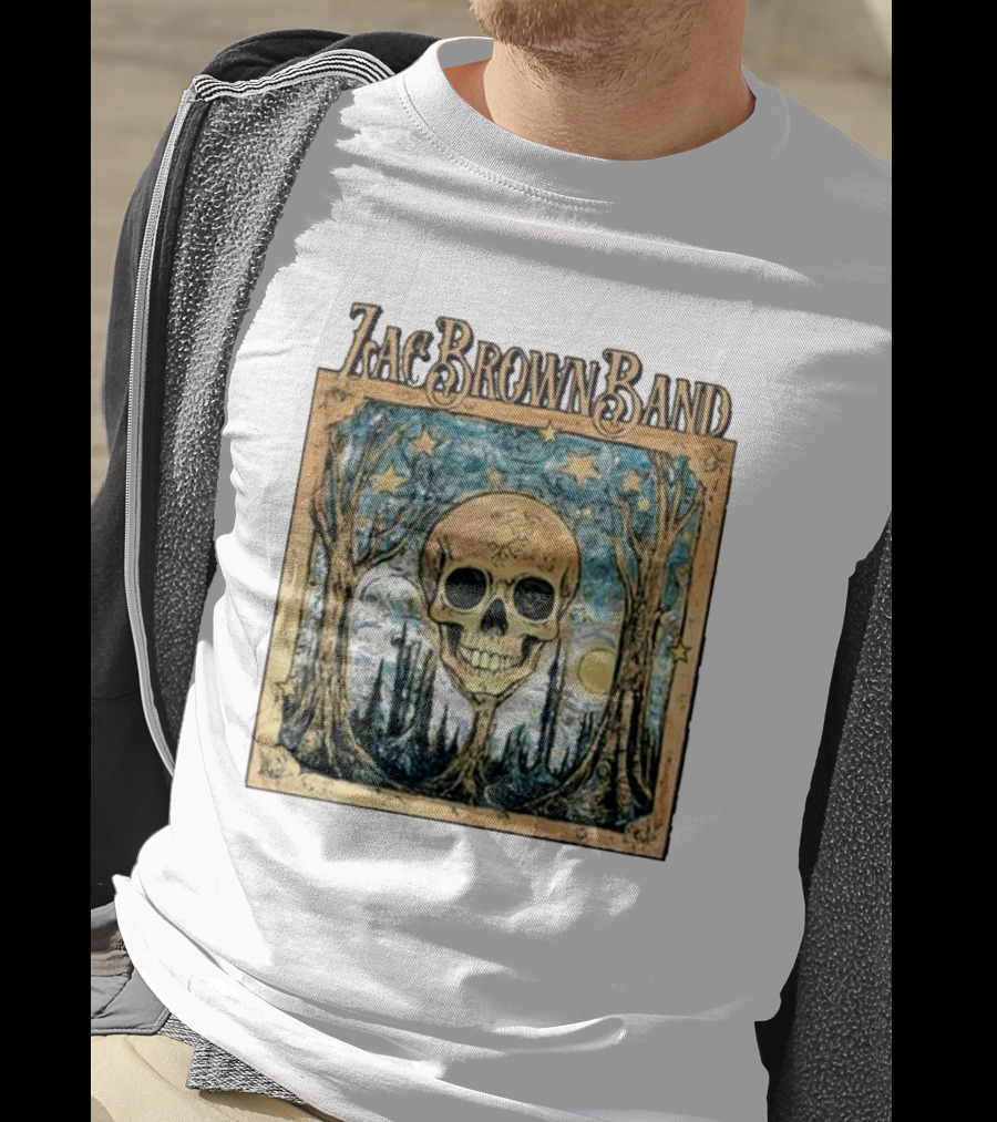 Zac Brown Band Skull Starry Forest Scene T-Shirt
