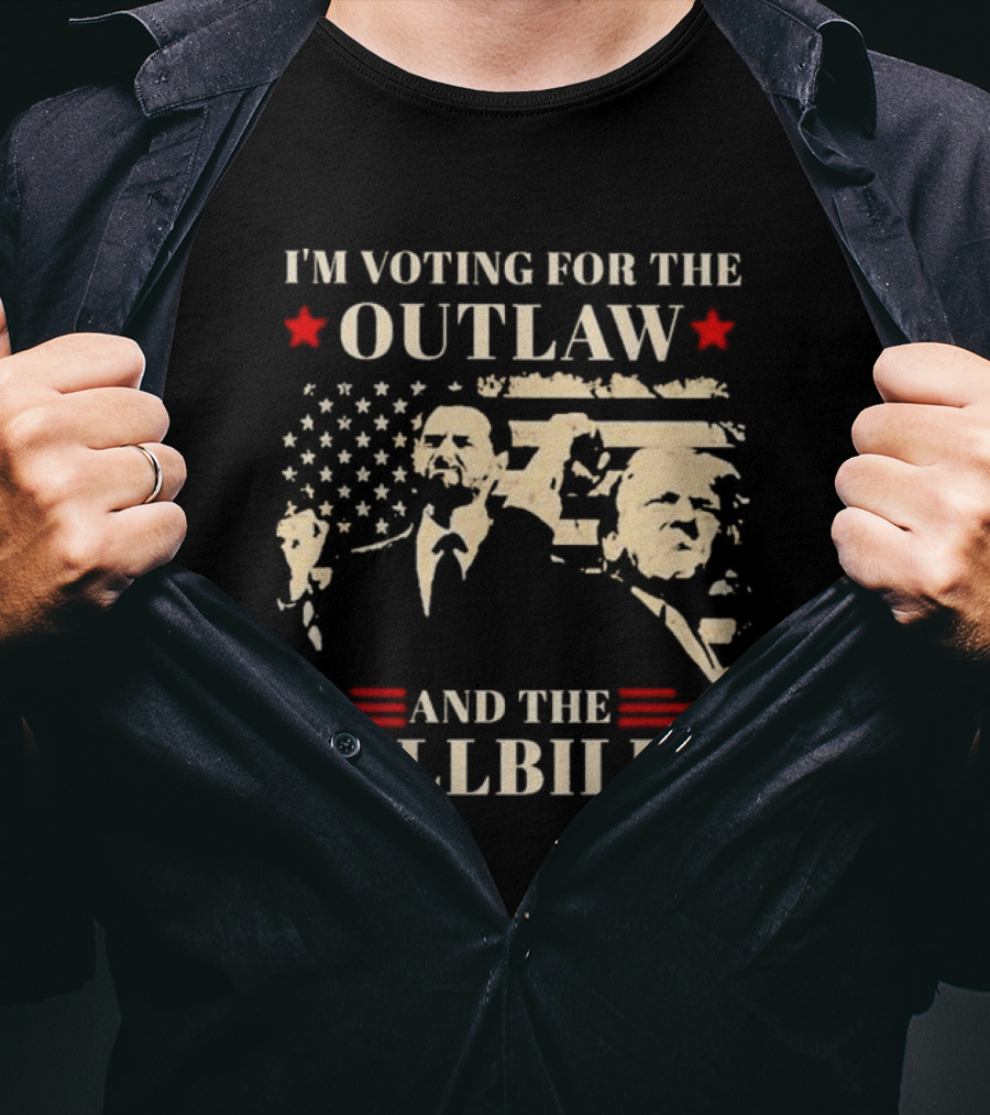 I'm Voting For The Outlaw And The Hillbilly Stars And Stripes Retro Portraits T-Shirt