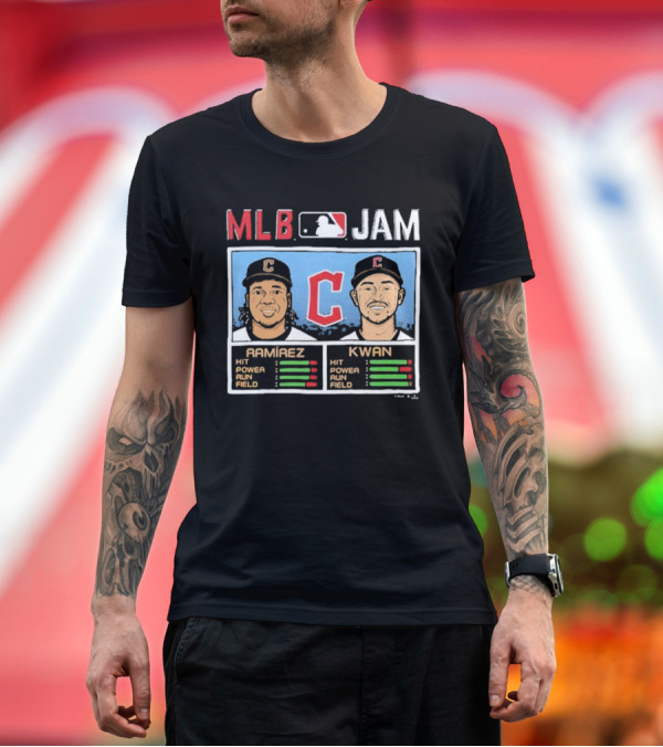 Premium T-Shirt: MLB Jam Guardians Ramirez Kwan T-Shirt MLB Jam Guardians Ramirez Kwan T-Shirt