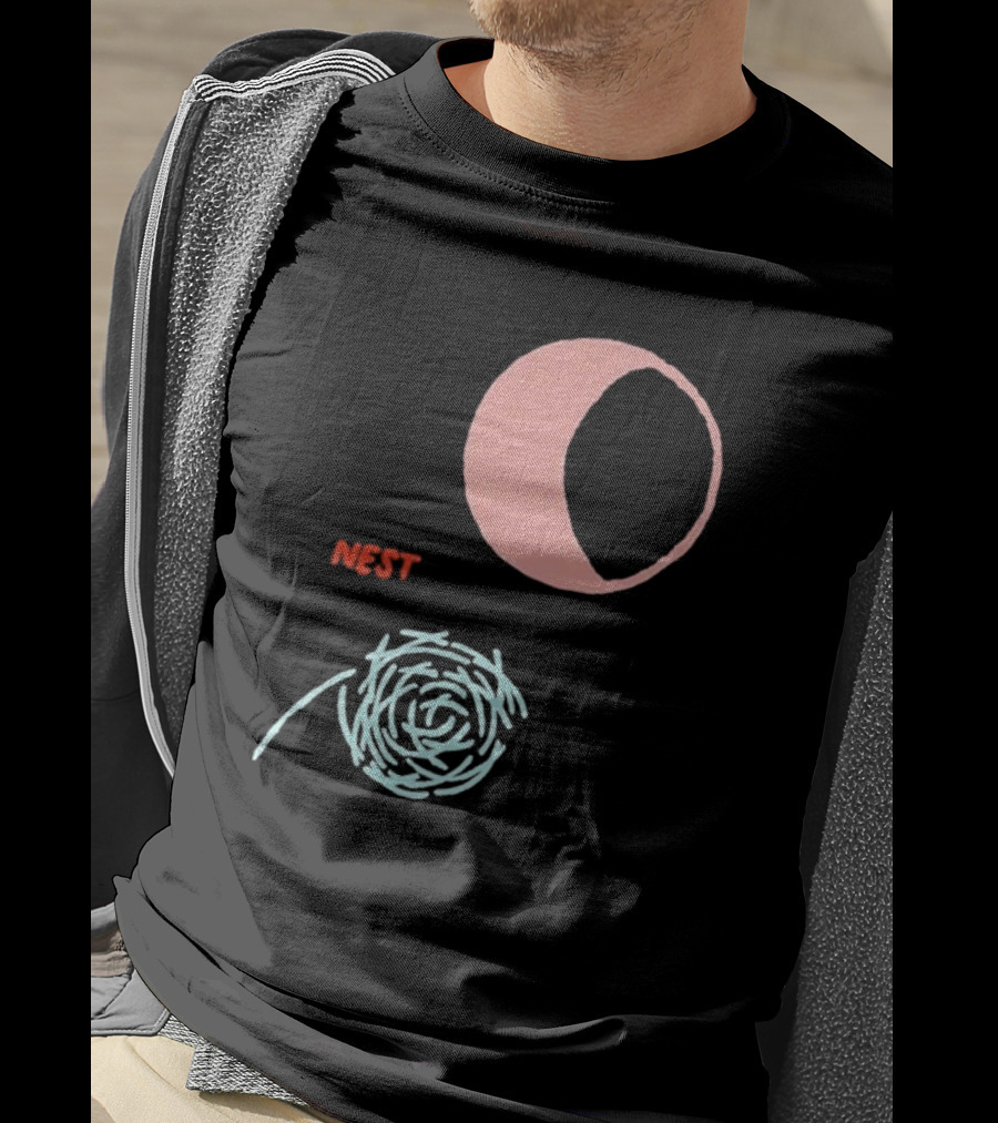 Nest And Moon Phases In Minimalist T-Shirt