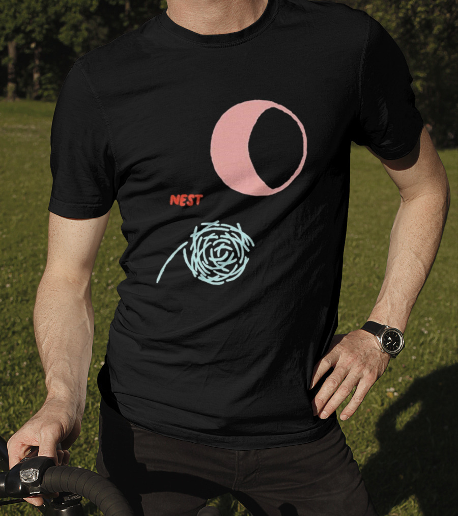 Nest And Moon Phases In Minimalist T-Shirt