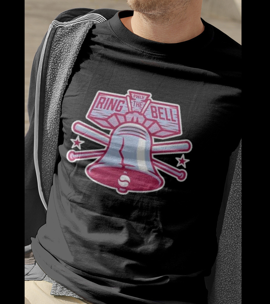 Philly Ring The Bell Baseball Icon With Crossed Bats And Stars T-Shirt