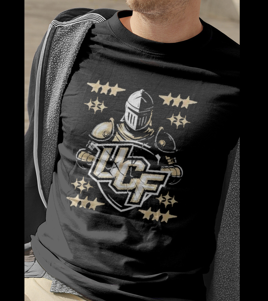 UCF Knight Armor Vintage Lettering Distressed Stars T-Shirt