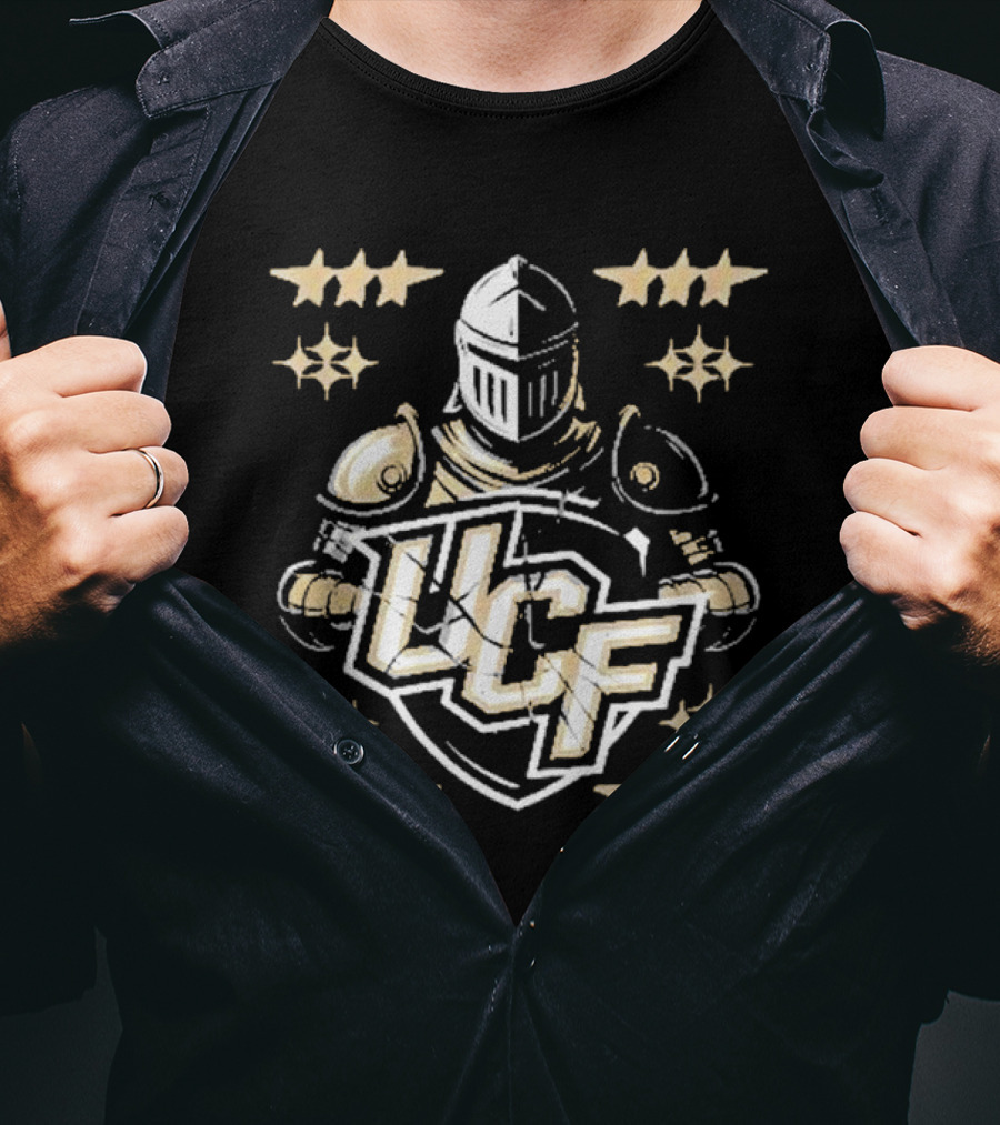 UCF Knight Armor Vintage Lettering Distressed Stars T-Shirt