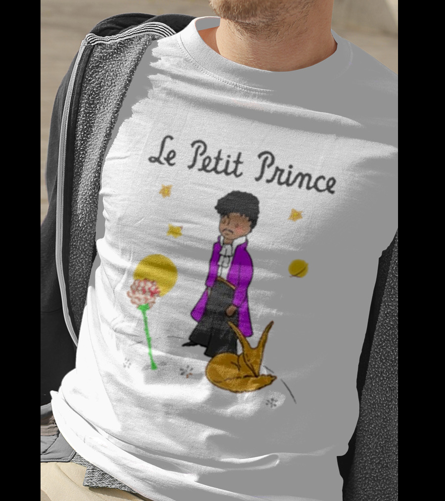 Le Petit Prince Purple Coat Fox And Rose Stars T-Shirt