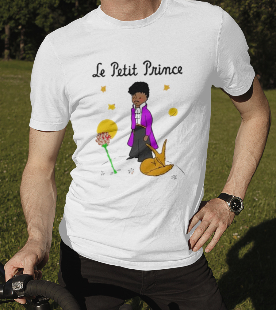 Le Petit Prince Purple Coat Fox And Rose Stars T-Shirt