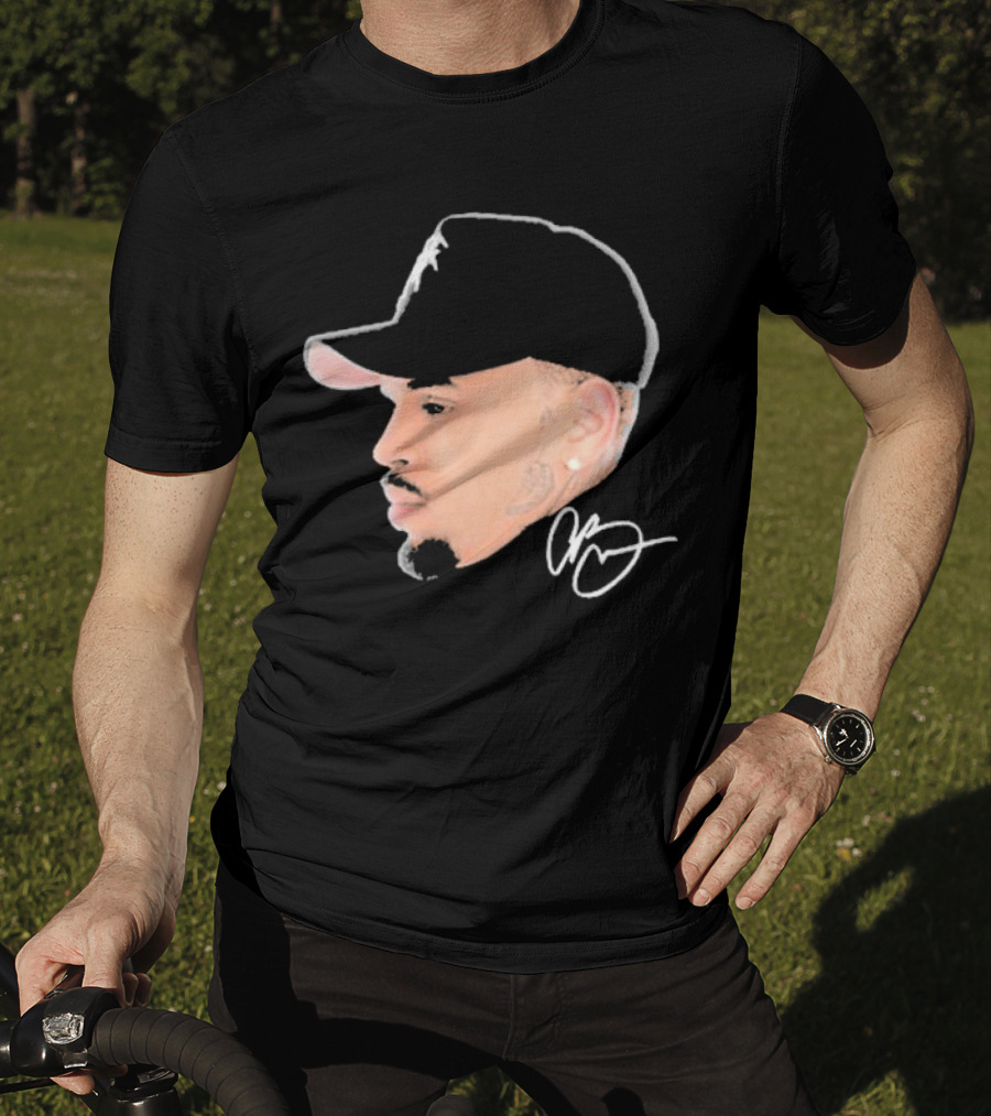 20 Years Of Chris Brown Big Head Signature Cap Profile T-Shirt