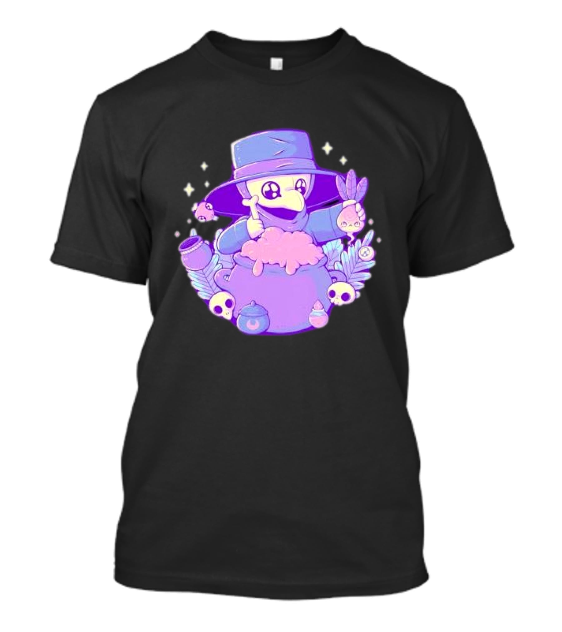Cute Kawaii Plague Doctor With Potion Cauldron And Skulls T-Shirt