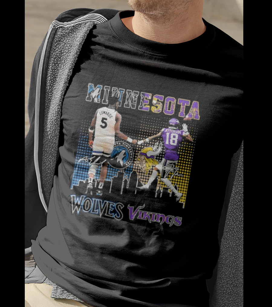 Minnesota Timberwolves Vikings Edwards Jefferson Collaboration T-Shirt