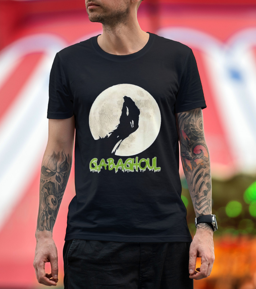 Gabaghoul Funny Hand Moon Halloween Wolf Howling at Full Moon T-Shirt