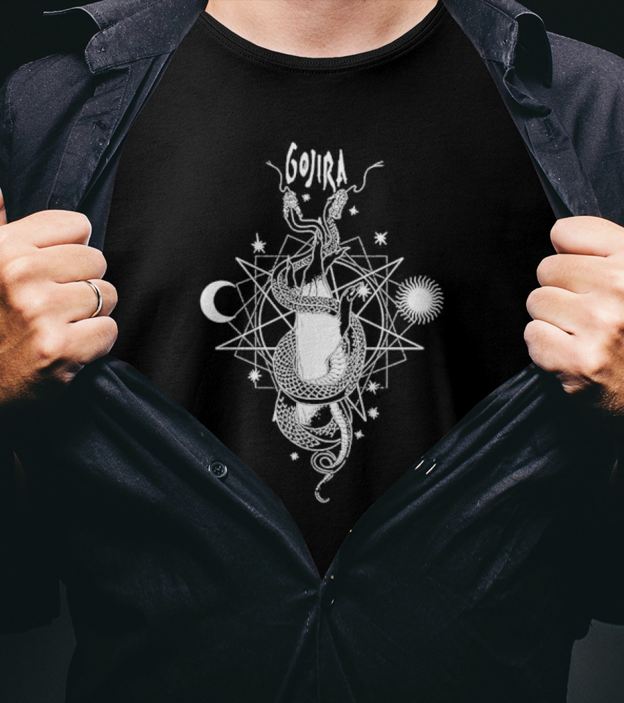 Gojira Celestial Snakes Moon Sun And Stars T-Shirt