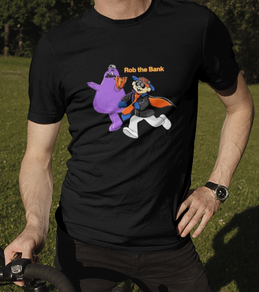 Grimace Monster Accompanies Rob The Bank Heist With Classic Burglar Image T-Shirt