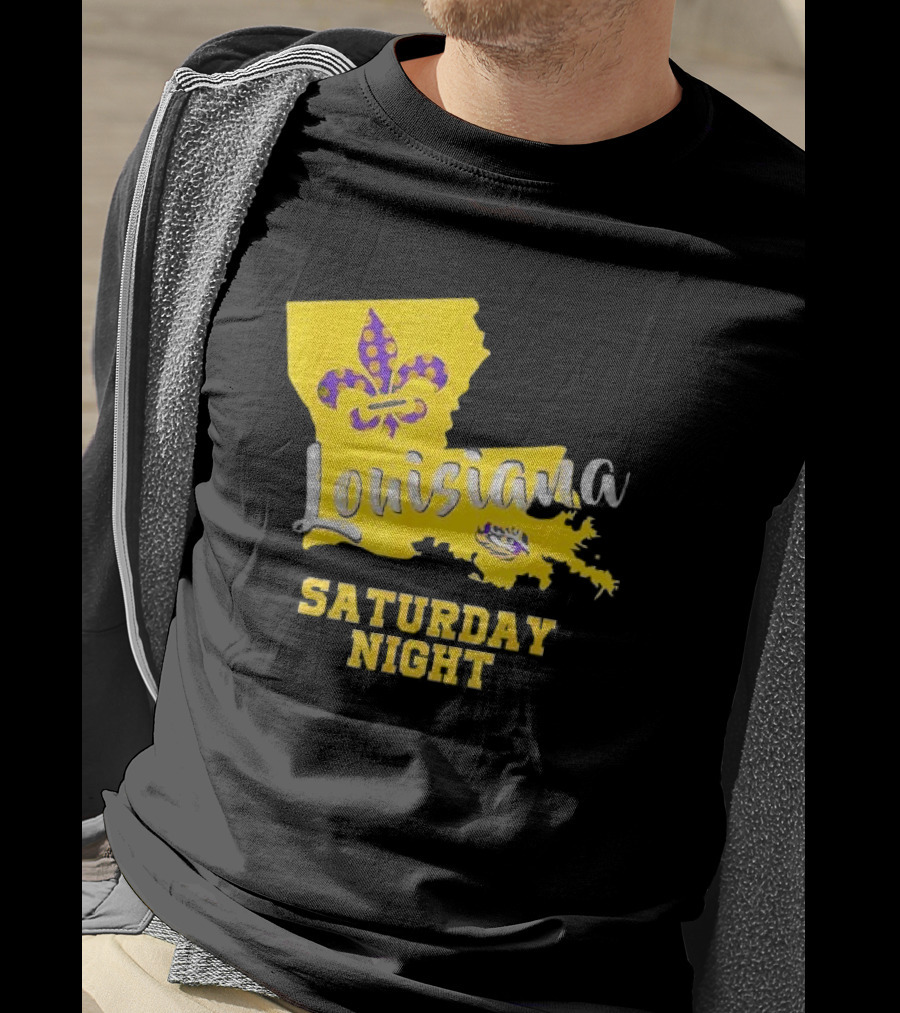 Louisiana Saturday Night LSU Tigers Fleur De Lis T-Shirt