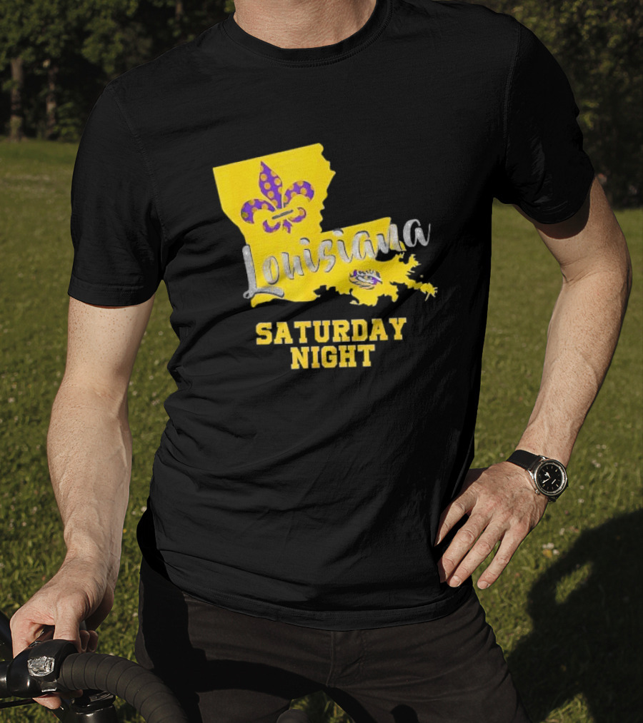 Louisiana Saturday Night LSU Tigers Fleur De Lis T-Shirt