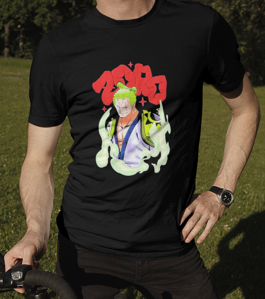 One Piece Zoro Japan Animation Airbrush Style Manga Character T-Shirt