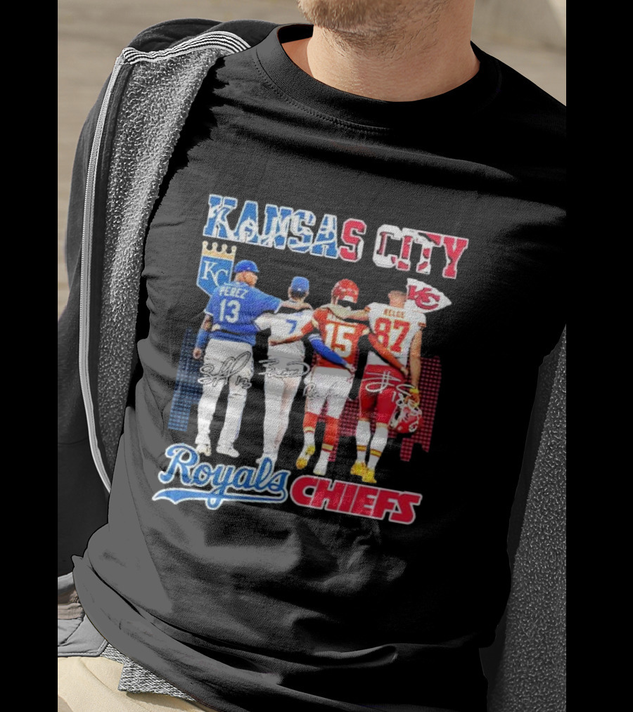 Kansas City Perez Witt Jr Mahomes Kelce Royals Chiefs T-Shirt