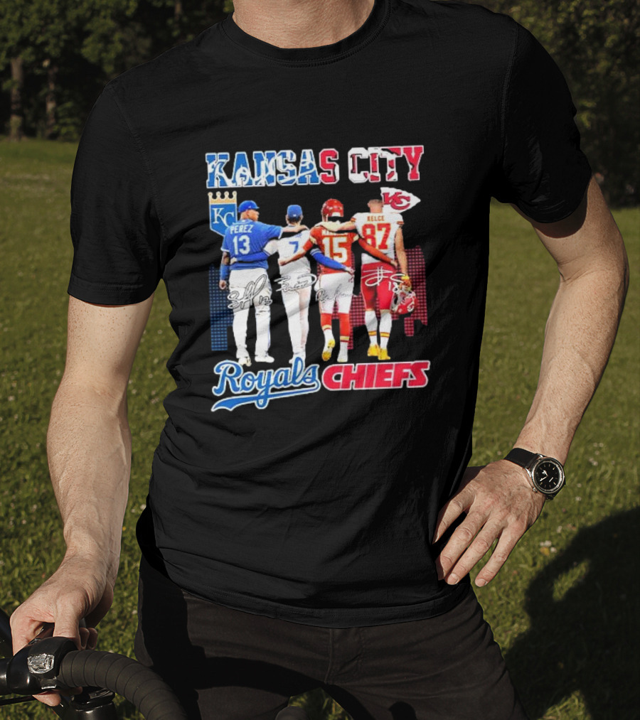 Kansas City Perez Witt Jr Mahomes Kelce Royals Chiefs T-Shirt